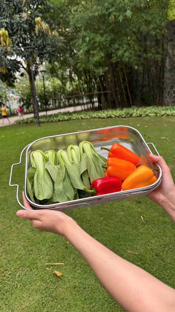 Rổ gác inox trên bồn rửa bát điều chỉnh độ dài Kaiyo 25x33cm