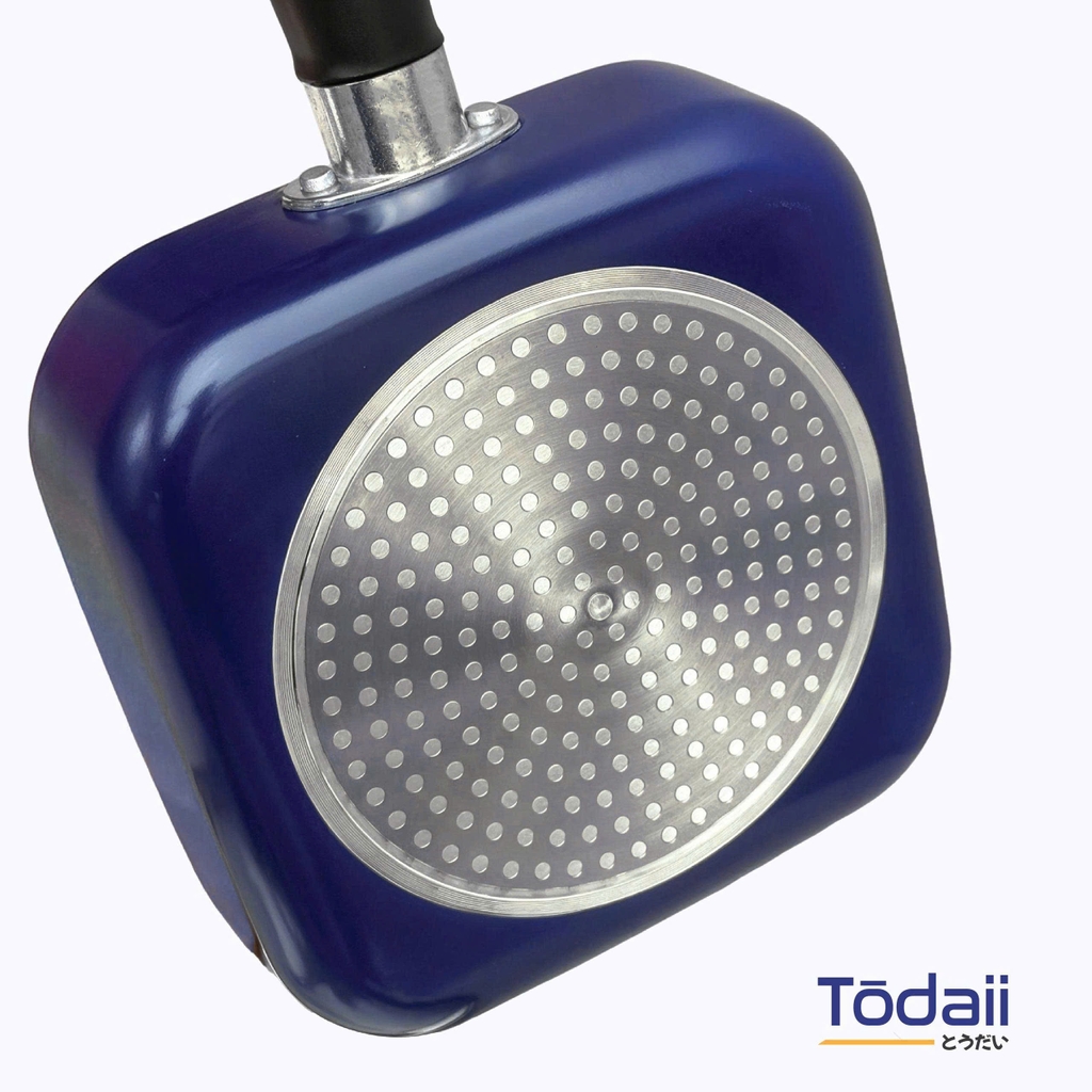 Chảo vuông chống dính có nắp kính Todaii size 18cm màu xanh