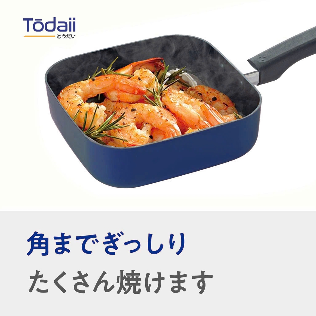 Chảo vuông chống dính có nắp kính Todaii size 18cm màu xanh