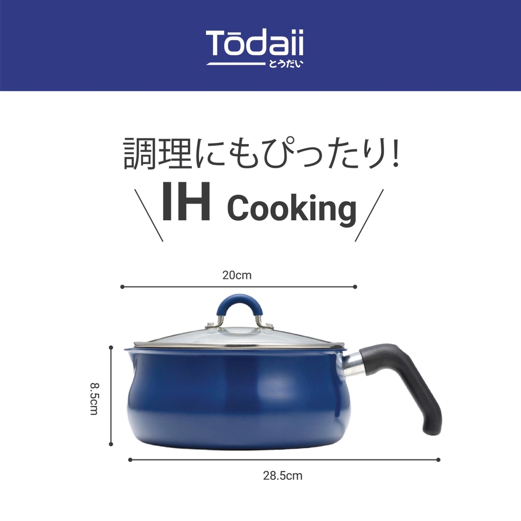 Nồi chống dính có tay cầm Todaii size 20cm màu xanh