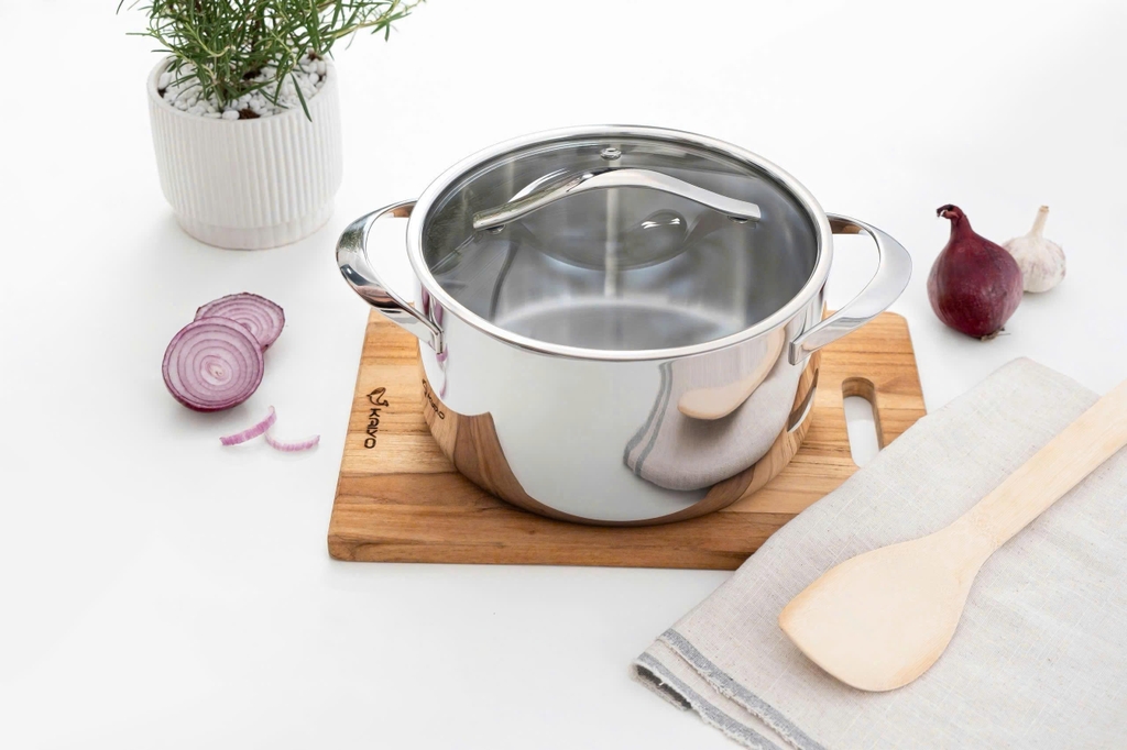 Nồi inox thân đáy liền Tri-Ply Silver Crown, size 24cm