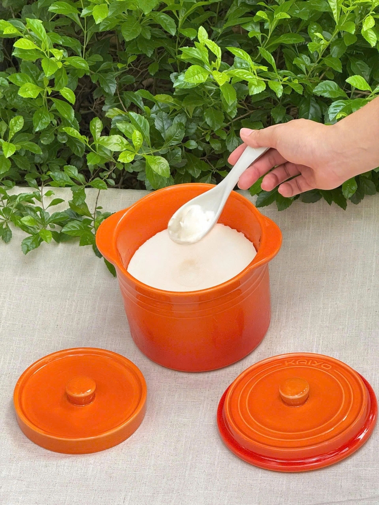 Hũ gốm sứ muối dưa cà Rainbow Kaiyo, 1,5L màu cam
