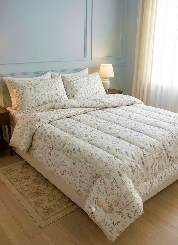 Chăn bông trần lông đại hàn Kawa size 200*230cm - mẫu hoa