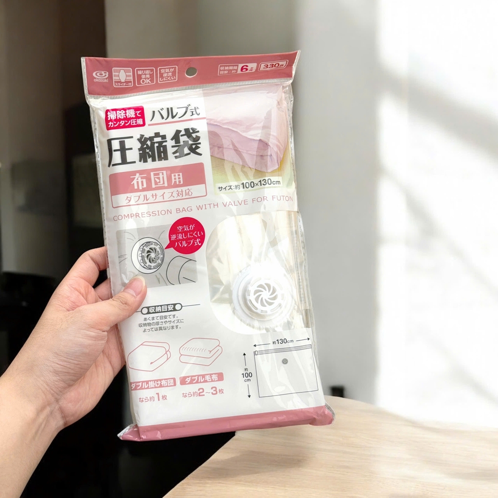 Túi hút chân không đựng quần áo, chăn màn hình hộp có van Okazaki 85x130x56cm