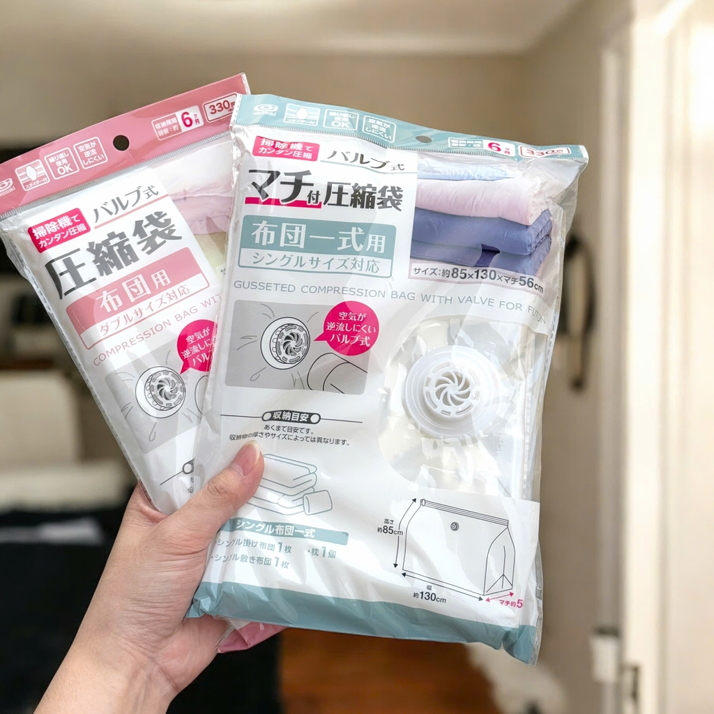 Túi hút chân không đựng quần áo, chăn màn hình hộp có van Okazaki 85x130x56cm