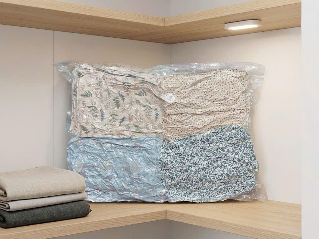 Túi hút chân không đựng quần áo, chăn màn hình hộp có van Okazaki 85x130x56cm