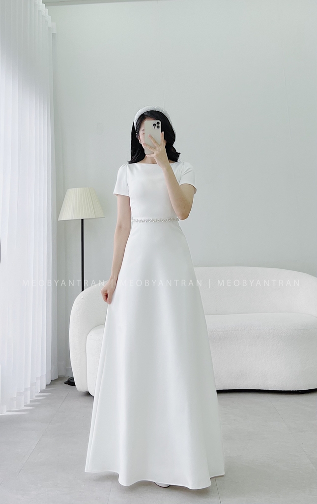 Váy cưới dáng xòe chất liệu satin thiết kế đơn giản thanh lịch hợp thời  trang - Áo cưới | ThờiTrangNữ.vn