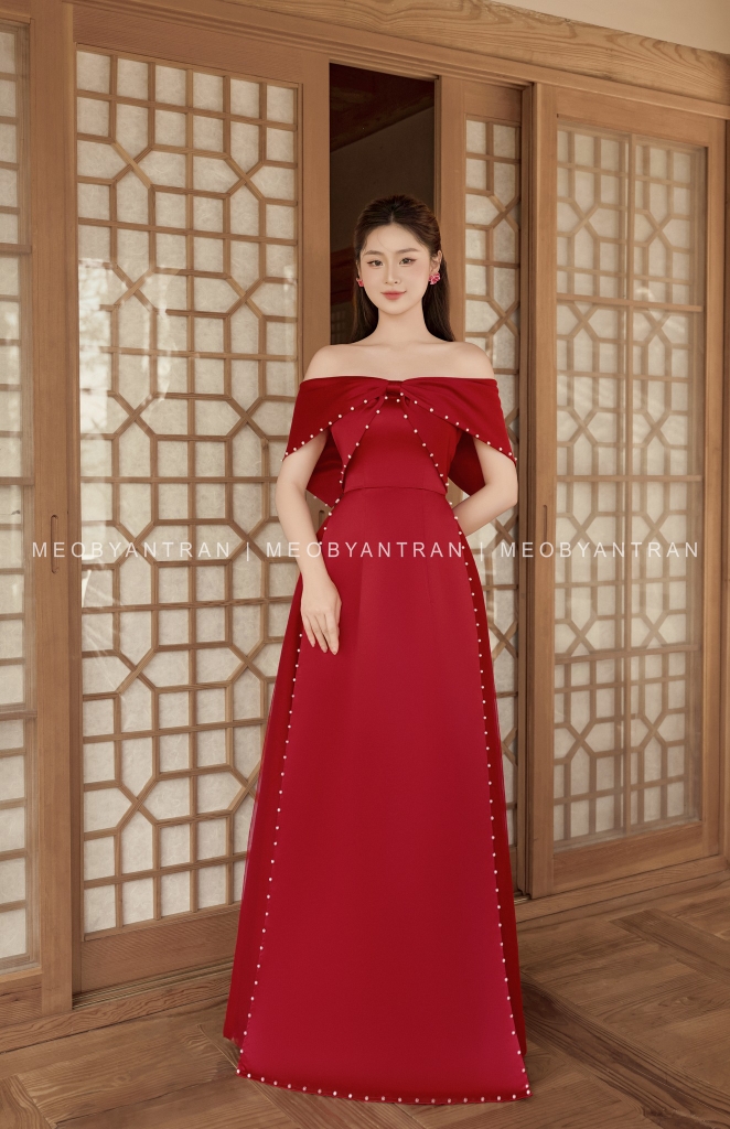 Áo dài cưới trễ vai đẹp