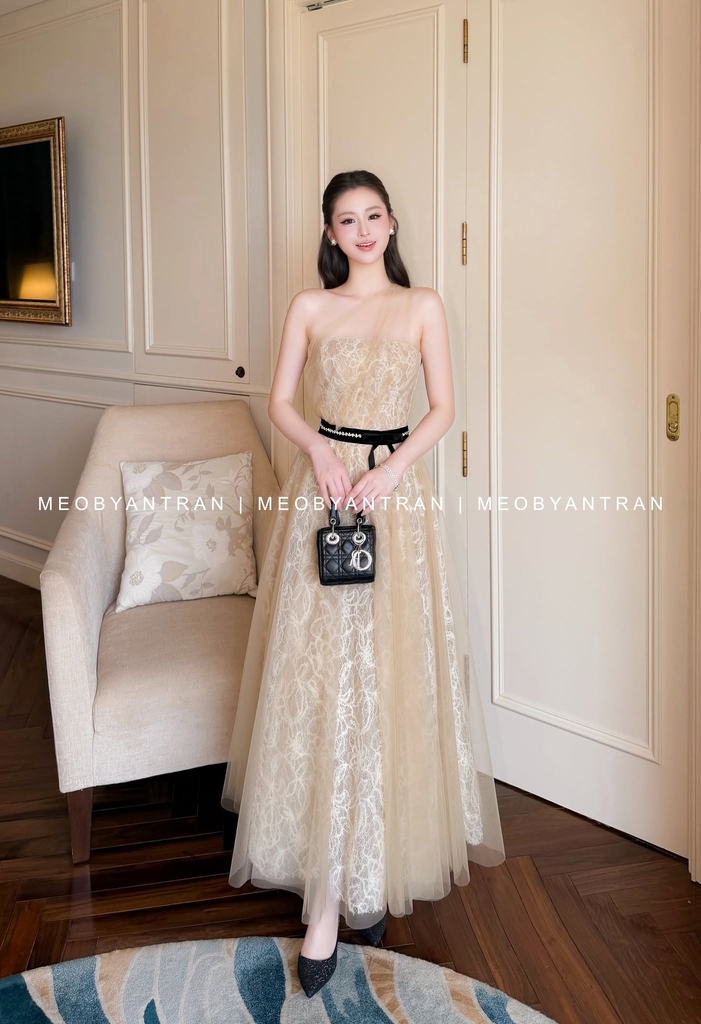 Đầm lệch vai dự tiệc
