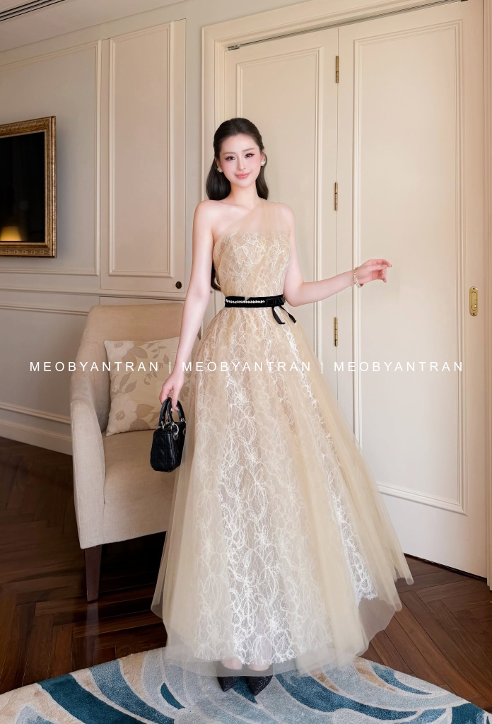 Đầm lệch vai dự tiệc