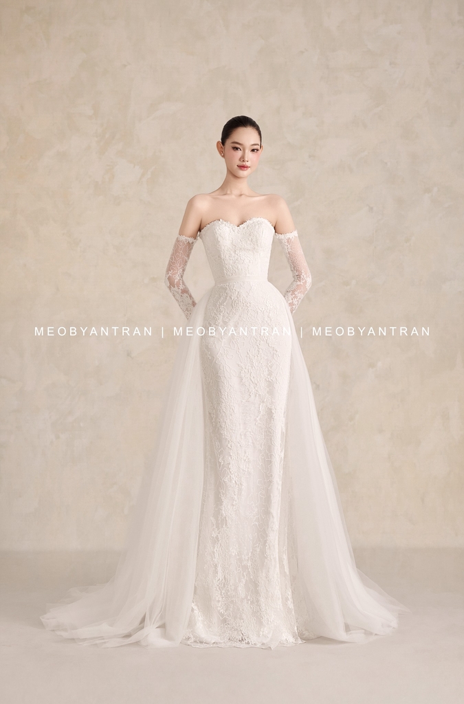 Váy cưới đuôi cá tay dài