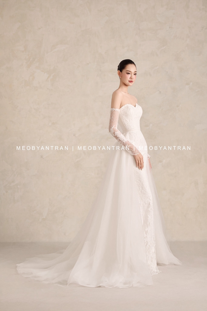 Váy cưới đuôi cá tay dài