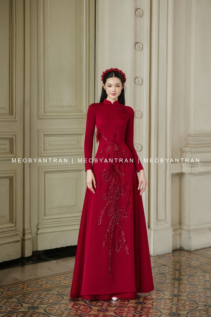 Áo dài cưới nữ thêu rồng