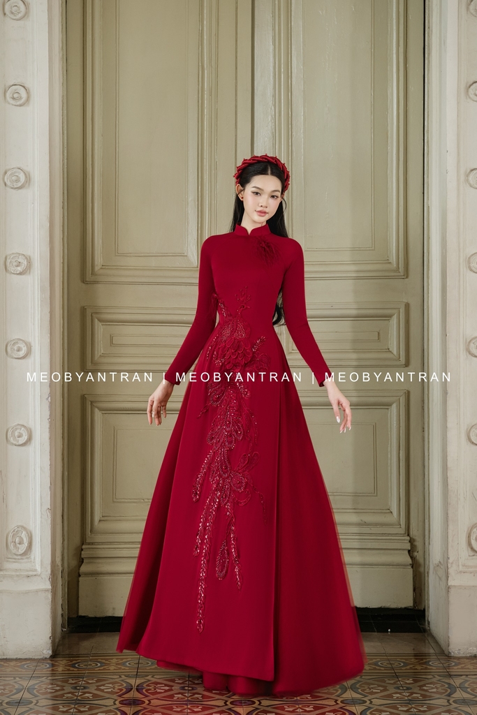 Áo dài cưới nữ thêu rồng