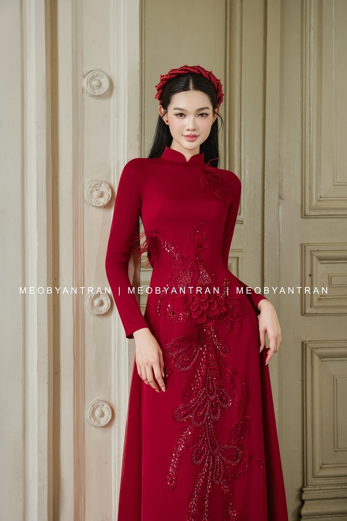 Áo dài cưới nữ thêu rồng