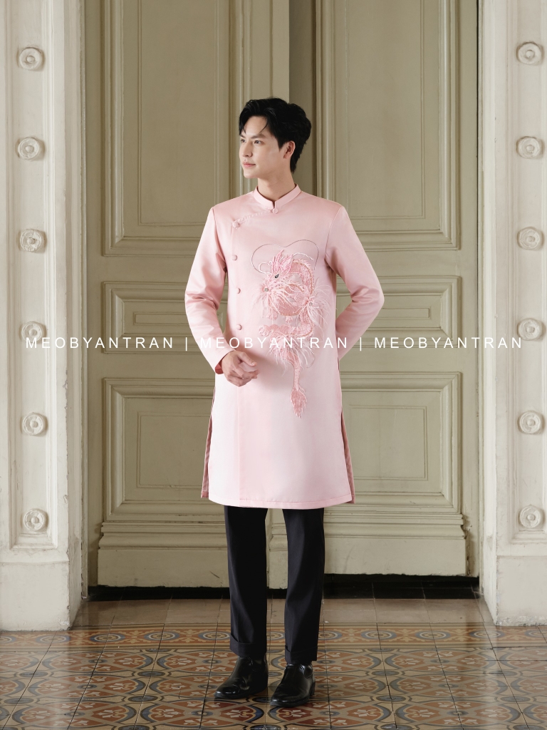 Áo dài cưới nam thêu rồng đẹp