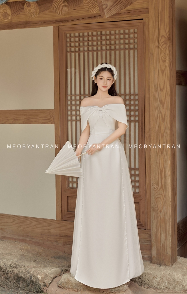 Áo dài cưới trễ vai đẹp