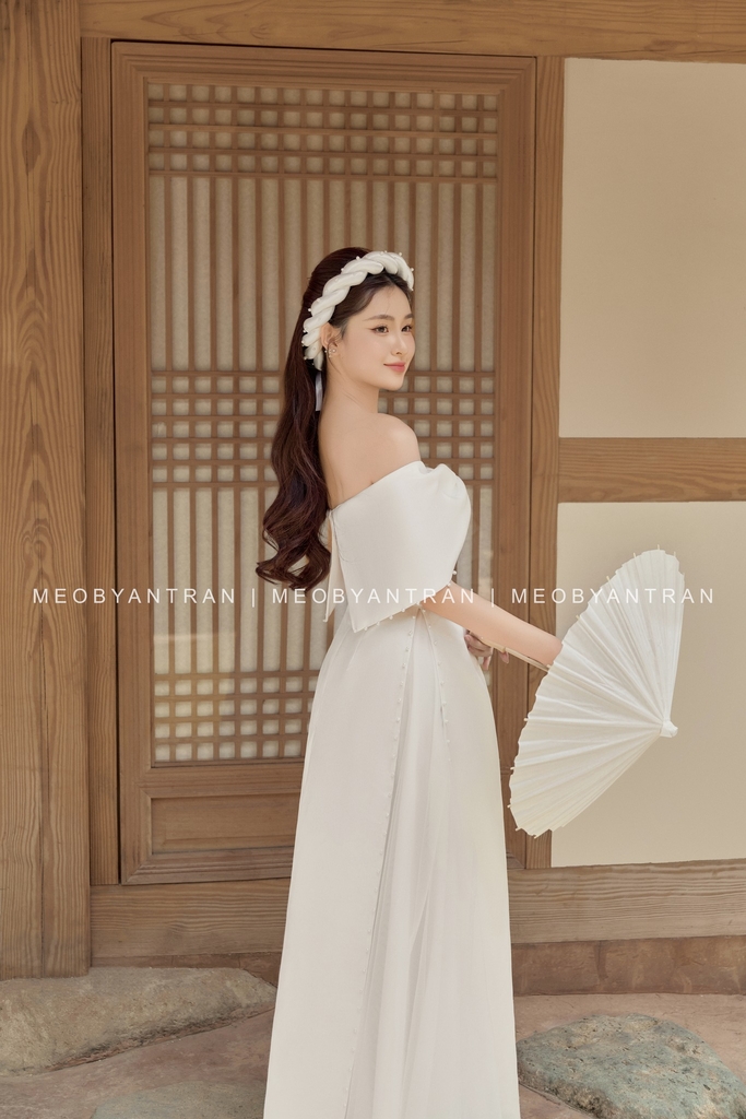Áo dài cưới trễ vai đẹp