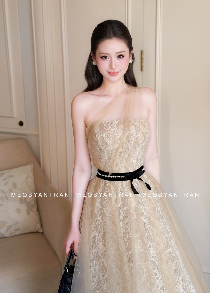 Đầm lệch vai dự tiệc