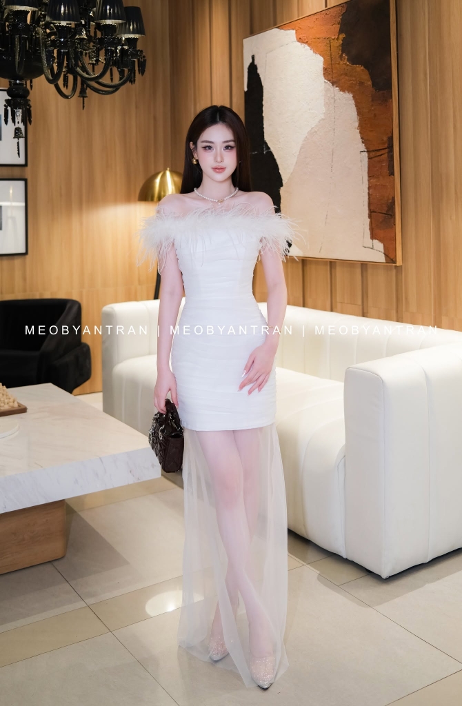 Đầm dài dự tiệc trễ vai đẹp