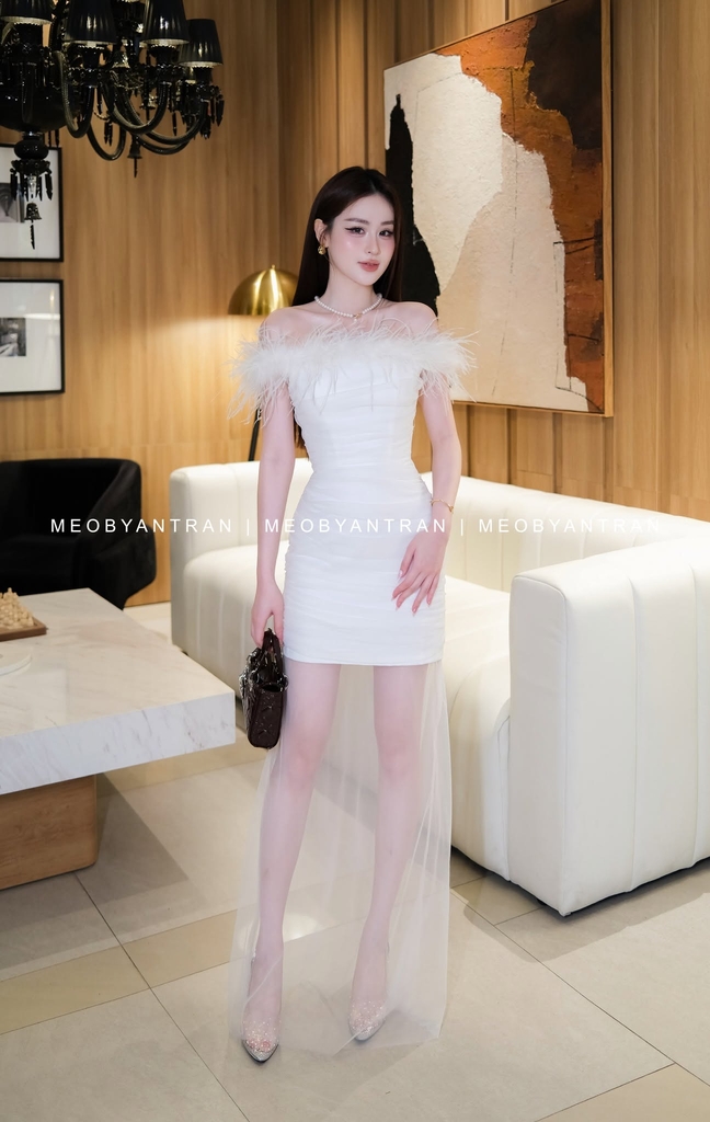 Đầm dài dự tiệc trễ vai đẹp