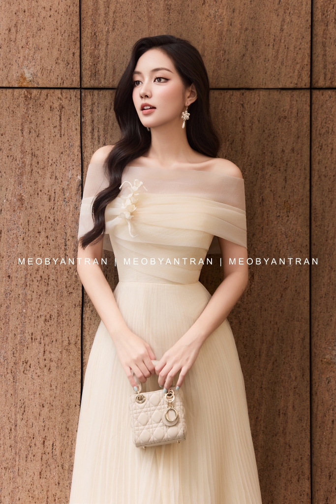 Đầm voan dài dự tiệc cưới đẹp