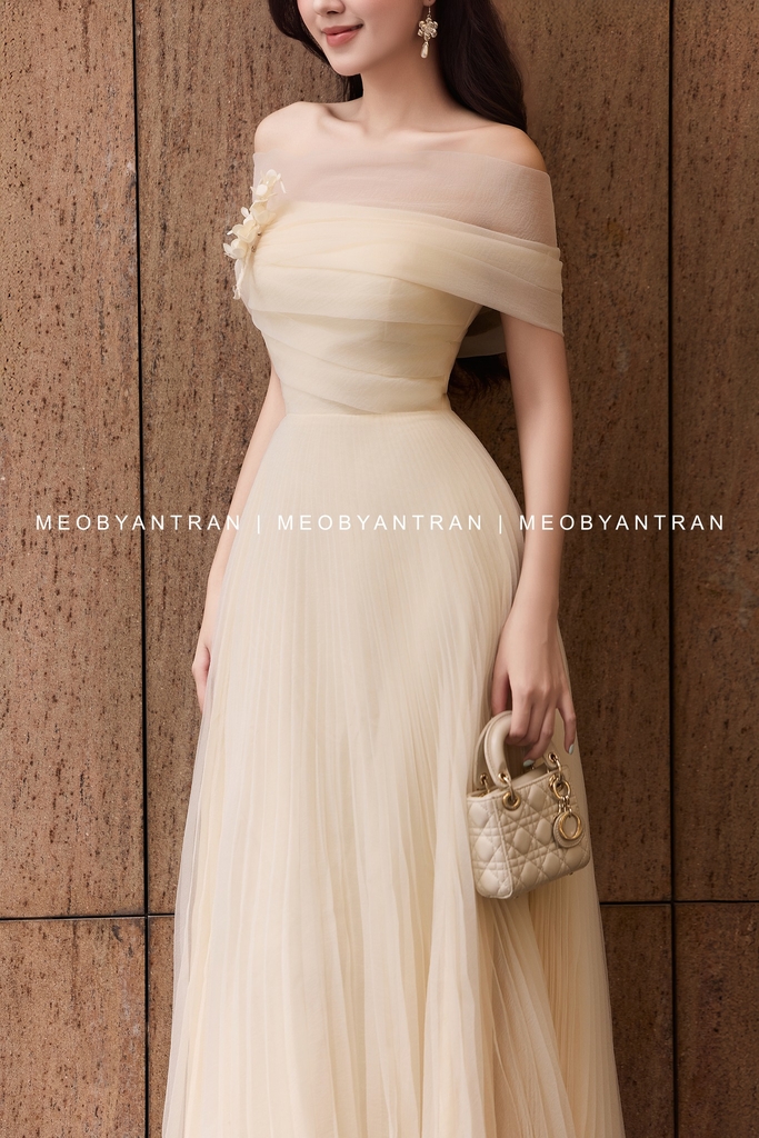 Đầm voan dài dự tiệc cưới đẹp