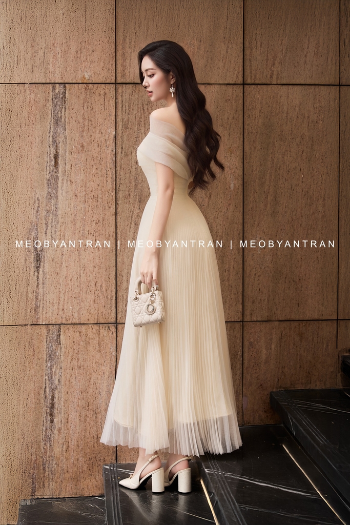 Đầm voan dài dự tiệc cưới đẹp