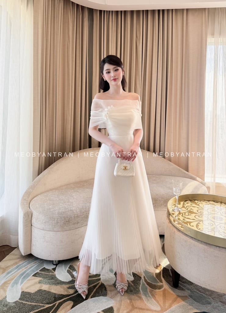 Đầm voan dài dự tiệc cưới đẹp