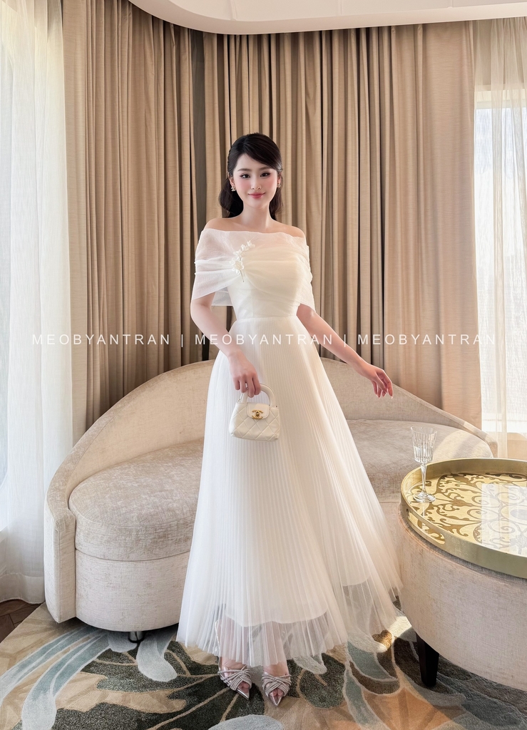 Đầm voan dài dự tiệc cưới đẹp