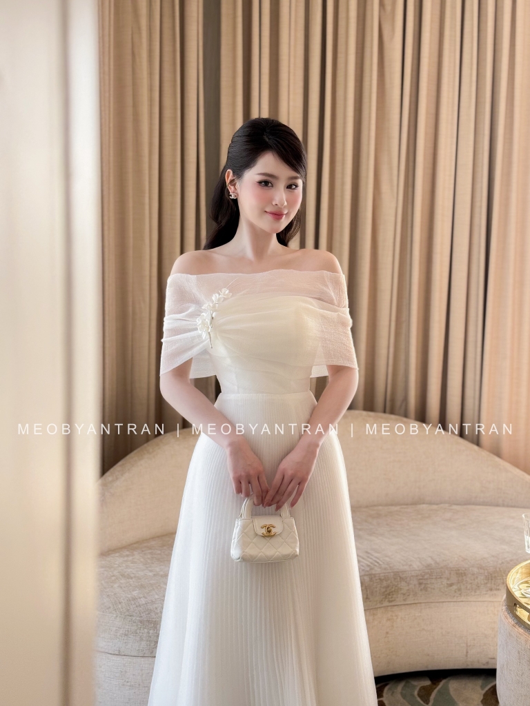 Đầm voan dài dự tiệc cưới đẹp