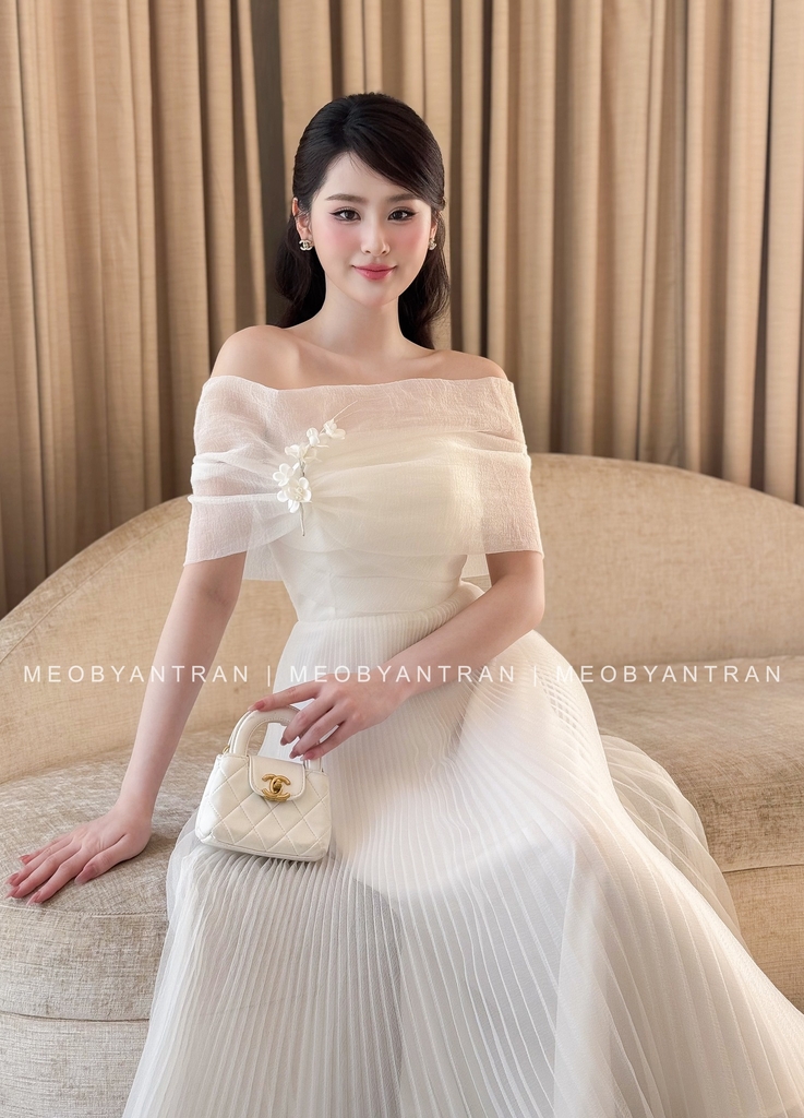 Đầm voan dài dự tiệc cưới đẹp