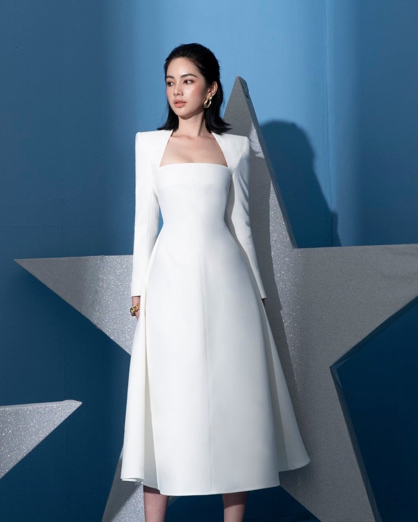 Đầm Xòe Voan Hoa Nữ Tay Dài Phồng - ANNSHOP.VN