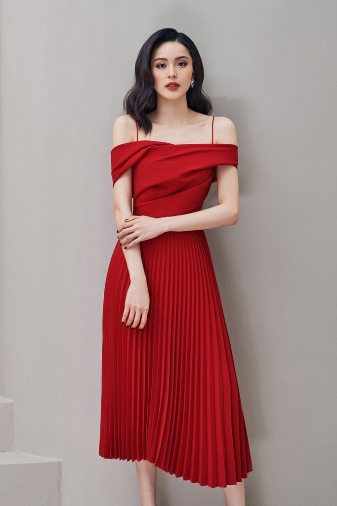 Váy Xoè Trễ Vai Dự Tiệc Luxury Scarlett Dress