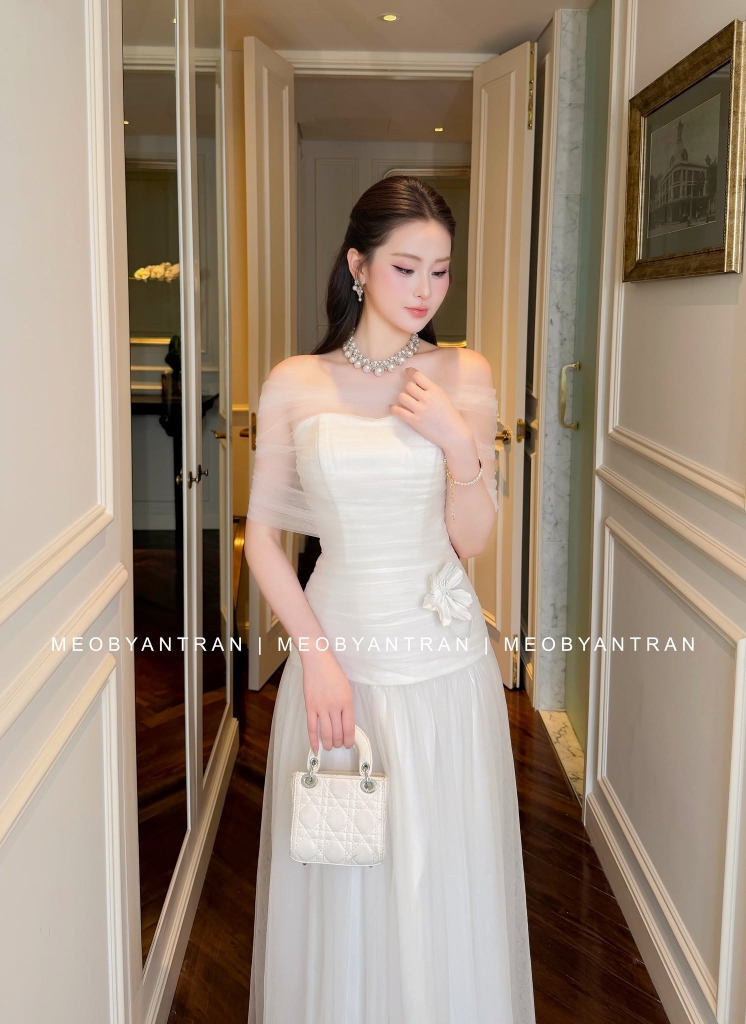 Đầm voan trễ vai dễ thương