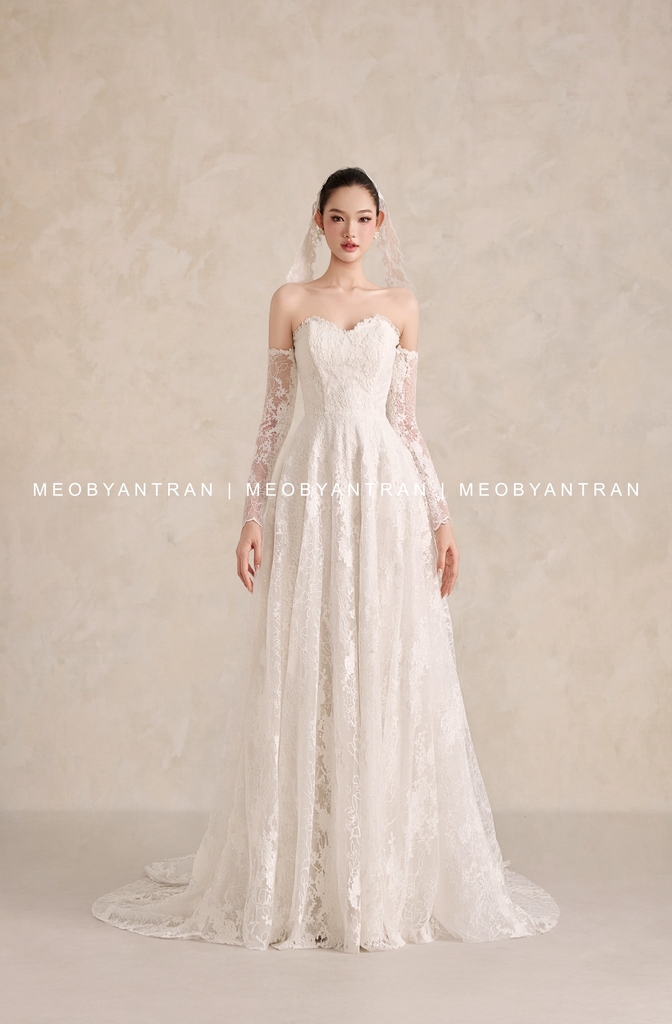 Váy cưới ren tay dài sang trọng