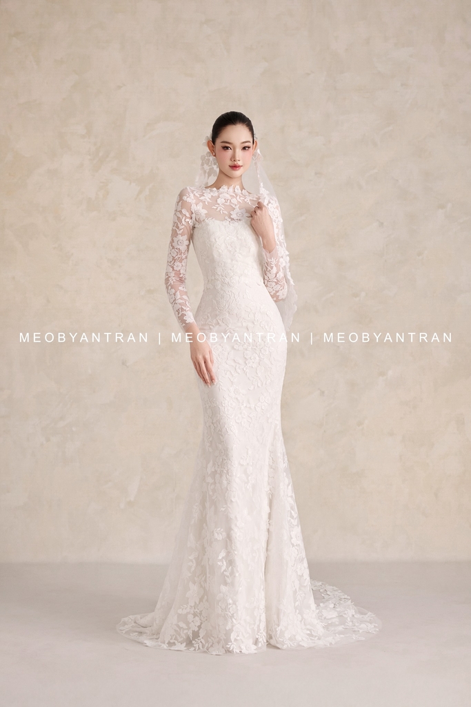 Váy cưới đuôi cá tay dài đẹp