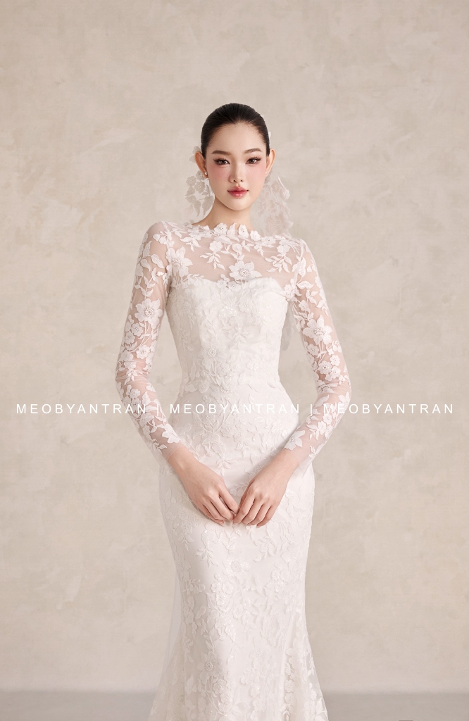 Váy cưới đuôi cá tay dài đẹp