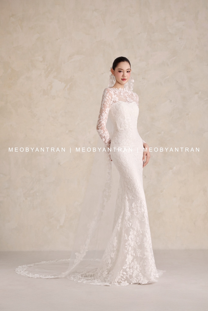 Váy cưới đuôi cá tay dài đẹp