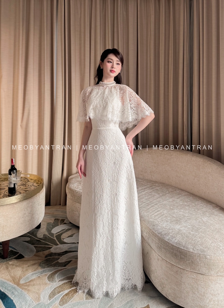 Váy ren trắng dáng dài
