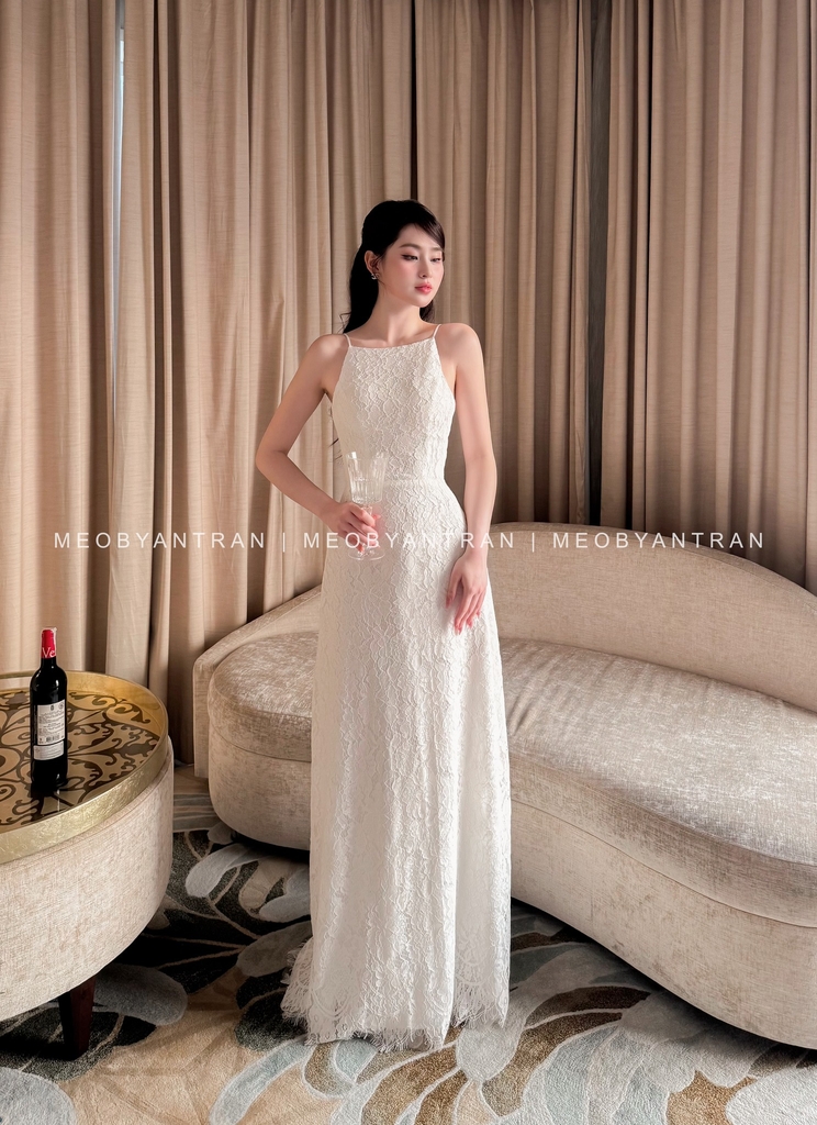 Váy ren trắng dáng dài