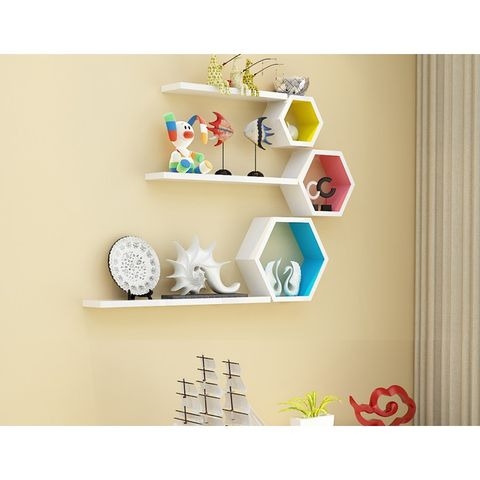 Kệ gỗ treo tường lục giác 2 light ALO1038