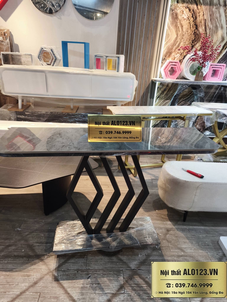 Bàn console, bàn trang trí mặt đá ghi xám hiện đại  - CSL03