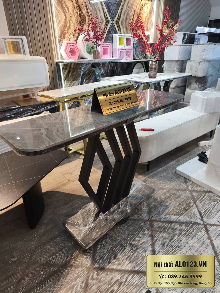 Bàn console, bàn trang trí mặt đá ghi xám hiện đại  - CSL03