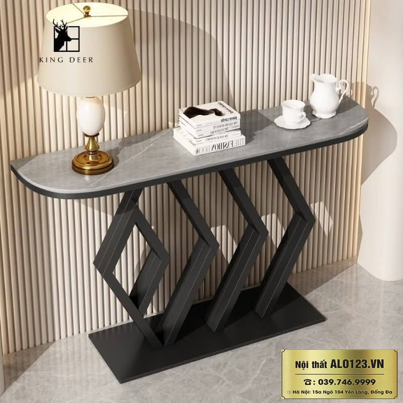 Bàn console, bàn trang trí mặt đá ghi xám hiện đại  - CSL03