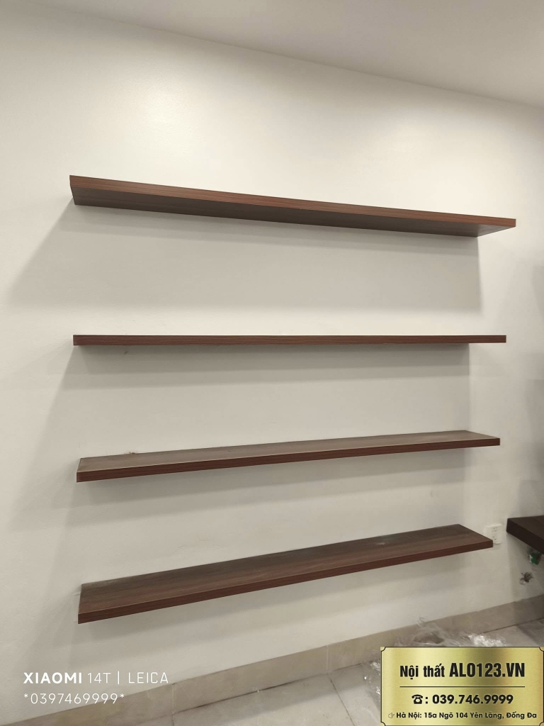 Combo 4 kệ gỗ thanh ngang treo tường -100x20cm( màu sồi)