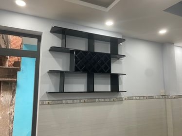 Kệ để rượu 3 tầng bo góc đen (140x100x20cm) KR108