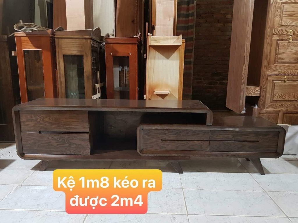 Kệ tivi gỗ tự nhiên hiện đại rút gọn KTV04