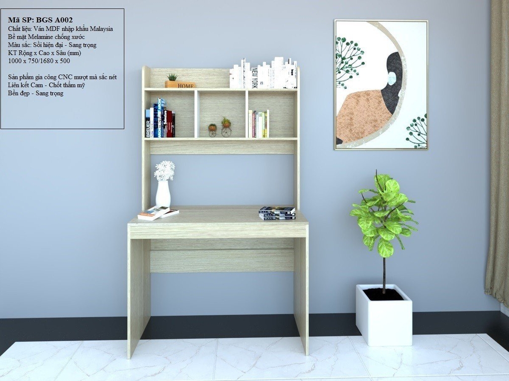 Bộ bàn học kèm giá sách có ngăn kéo BGS-A003