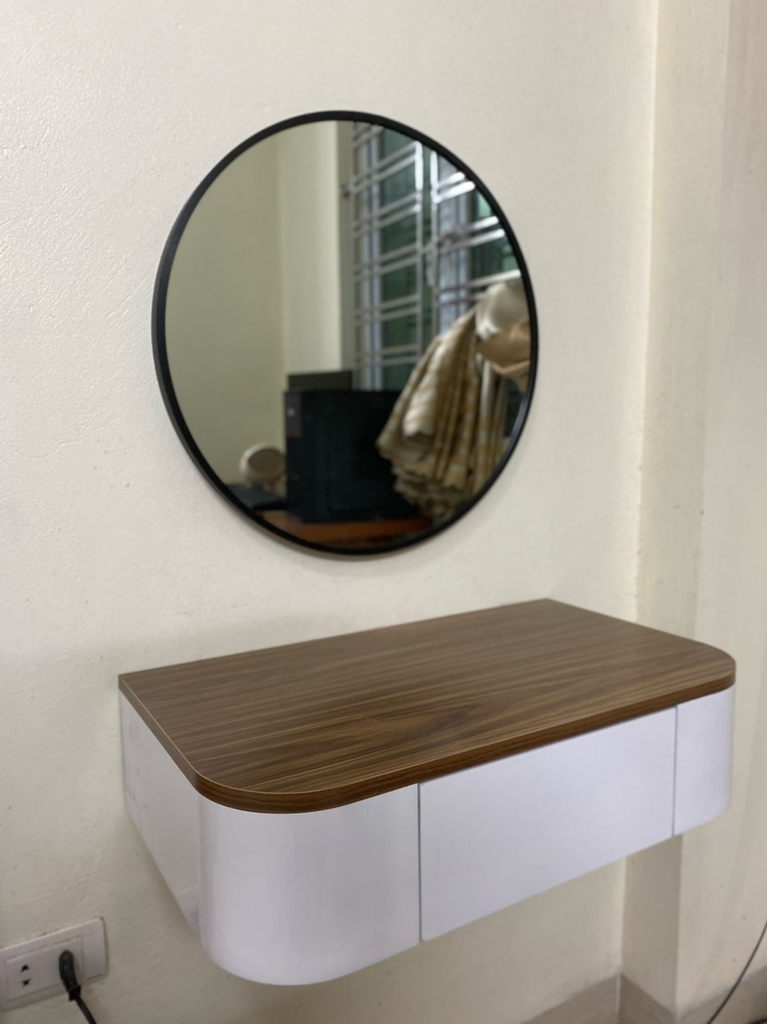 Gương tròn treo tường viền nhôm -D50